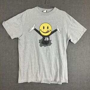 Vintage Joe Boxer‎ Shirt Mens Large Gray Smiley Face Graphic JB Funny Tee 90s